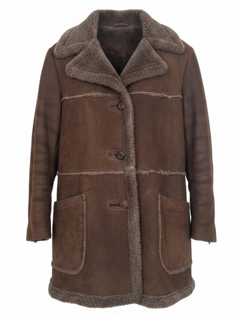 Peter Pan Canada Vintage 90s Shearling Leather Fur Short Coat Jacket Brown Warm